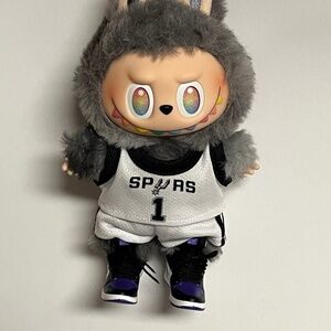 San Antonio Spurs Jersey Sneakers 3 Piece Outfit For Labubu Black Purple Shoes